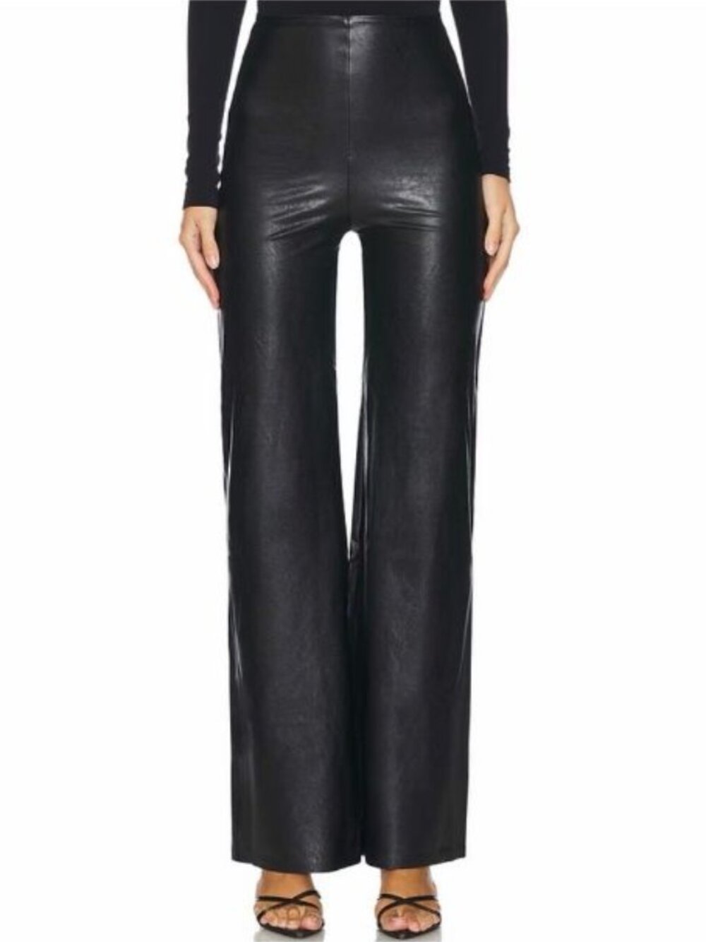 Commando Faux Leather Wide Leg Pants Black Pull On High Rise Size Small